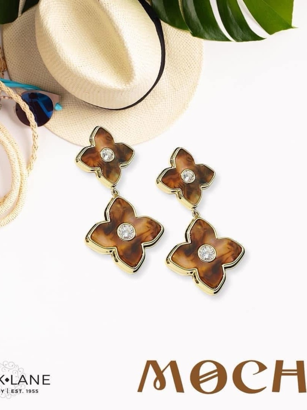 Park Lane Retired Mocha  Tortoiseshell Drop Earrings with Gold Trim
